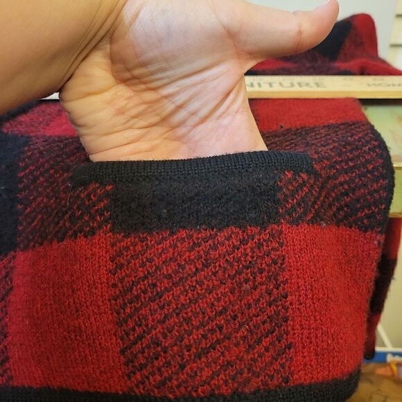 Vintage 100% Wool Buffalo Check Plaid Requirements Zip-up Long Sleeve Cardigan - Picture 8 of 10